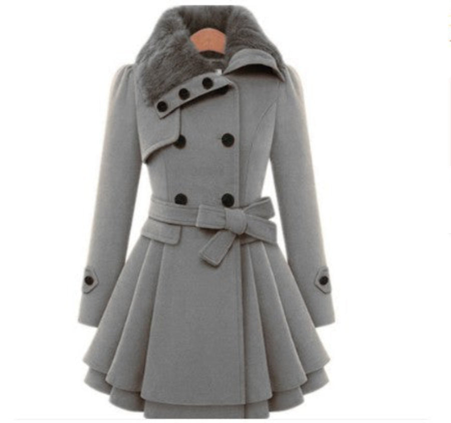 women’s mid length wool coat winter