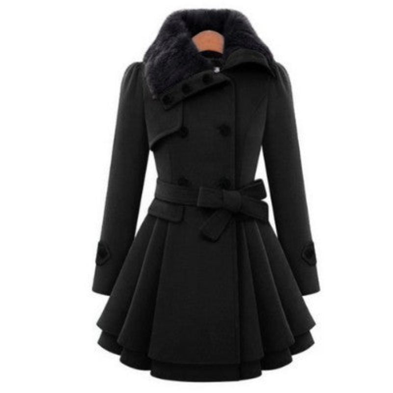 women’s mid length wool coat winter