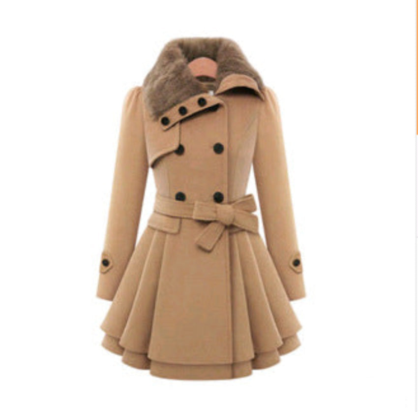women’s mid length wool coat winter