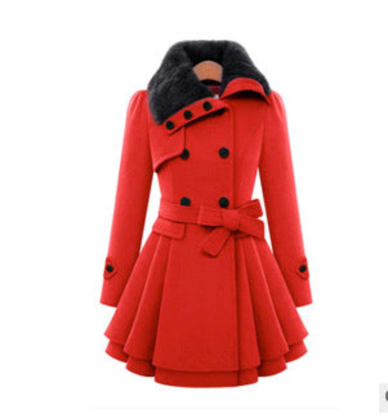 women’s mid length wool coat winter