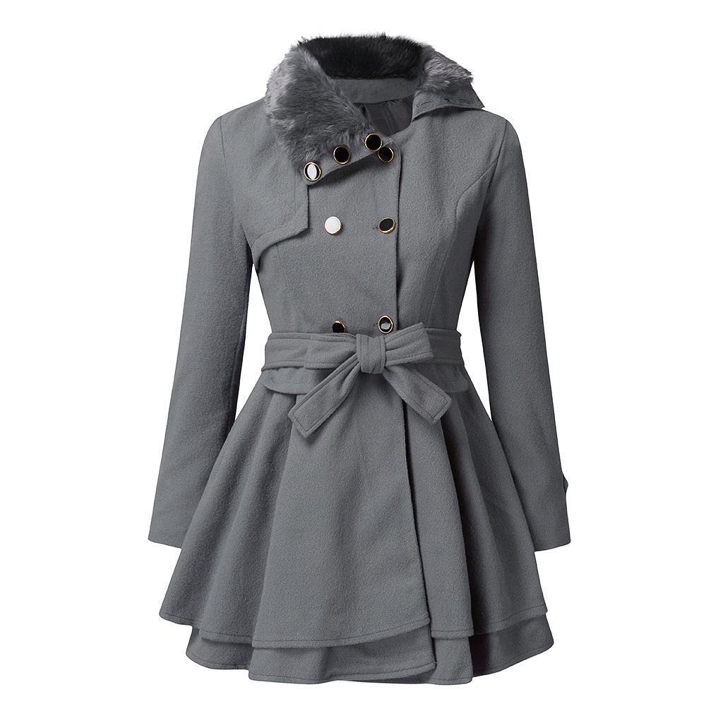 women’s mid length wool coat winter
