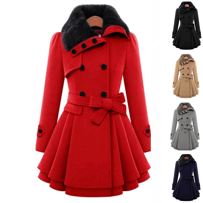 women’s mid length wool coat winter